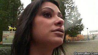 Granny prostitute is picked up and fucked - porn video