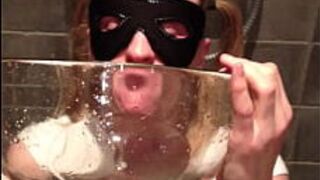 Drinking a glass bowl of piss and enjoying every drop - porn video