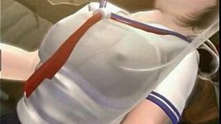 Anime cutie with lactating tits sucking cock - porn video