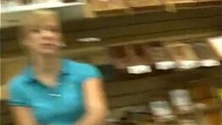 Blonde Girl Flashes On Cigar Store - porn video