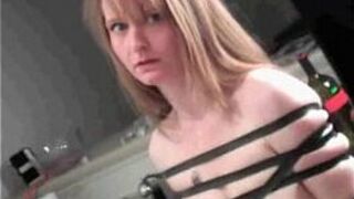 Blonde piss whore drinks her own pee - porn video